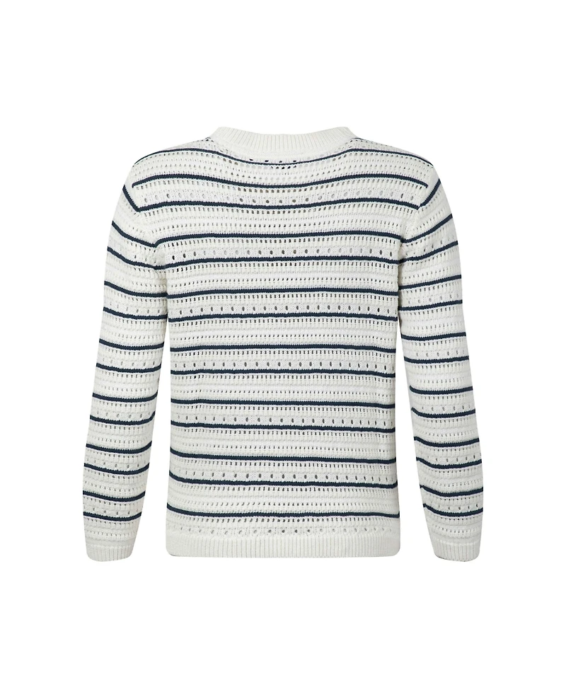 Weird Fish Women's Romilly Pointelle-Knit Striped Cardigan