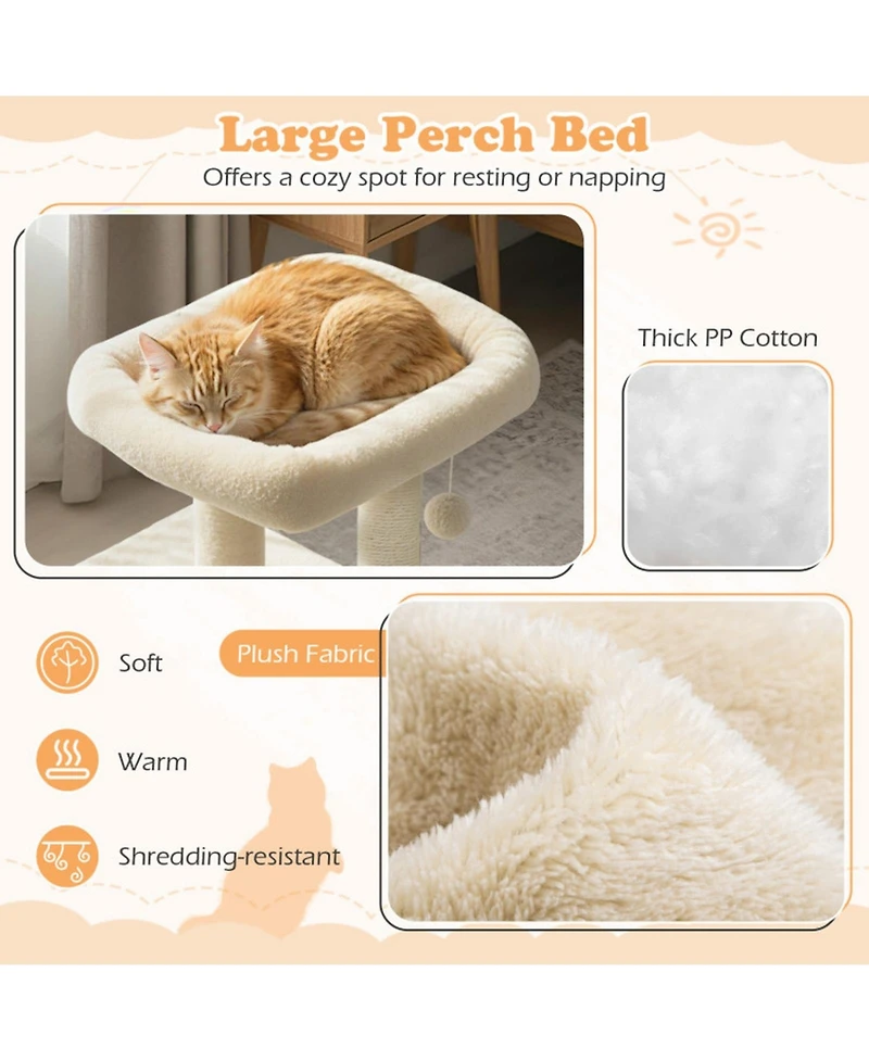 Hongge 19.5 Inch Small Cat Tree with Oversized Padded Perch Bed