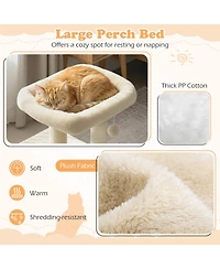 Hongge 19.5 Inch Small Cat Tree with Oversized Padded Perch Bed
