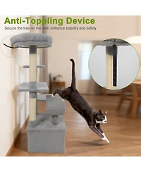 Hongge 48 Inch Multi-Level Cat Tree with Cylinder Play Tunnel