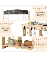 Hongge Wooden Outdoor 2-in-1 Mud Kitchen Playset, Ages 3+