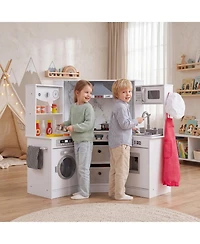 Hongge Wooden Kids Play Kitchen with Water Circulation Sink and Sounds
