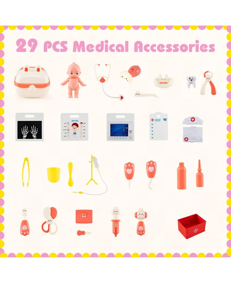Hongge Kids Wooden Medical Center Play Set with Examination Region