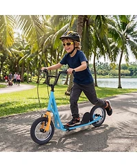 Hongge Kids Kick Scooter 12-Inch Air Wheels Dual V-Brakes, 165 lbs Capacity, Ages 8+