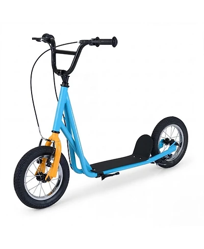 Hongge Kids Kick Scooter 12-Inch Air Wheels Dual V-Brakes, 165 lbs Capacity, Ages 8+