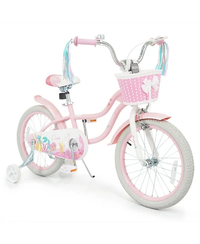 Hongge 18-Inch Kids Bike with Training Wheels and Front Basket, Ages 4-8