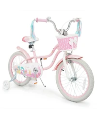Hongge 18-Inch Kids Bike with Training Wheels and Front Basket, Ages 4-8