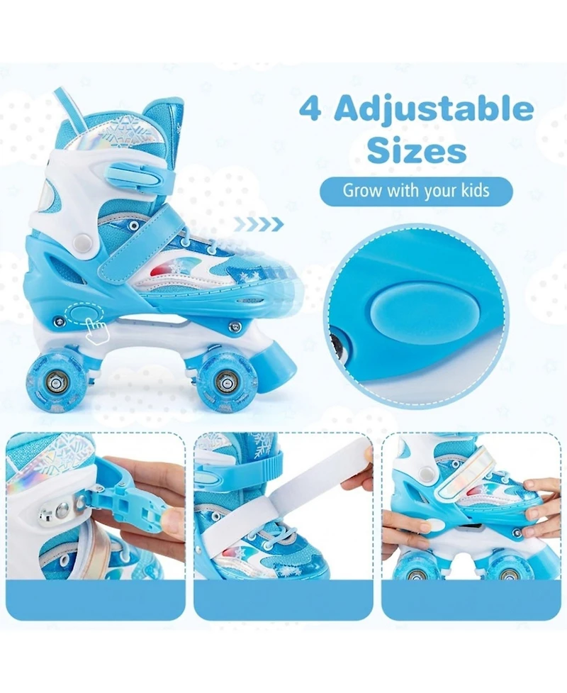 Hongge Kids Quad Roller Skates with Light-Up Wheels and Safety Straps