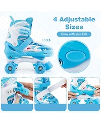 Hongge Kids Quad Roller Skates with Light-Up Wheels and Safety Straps