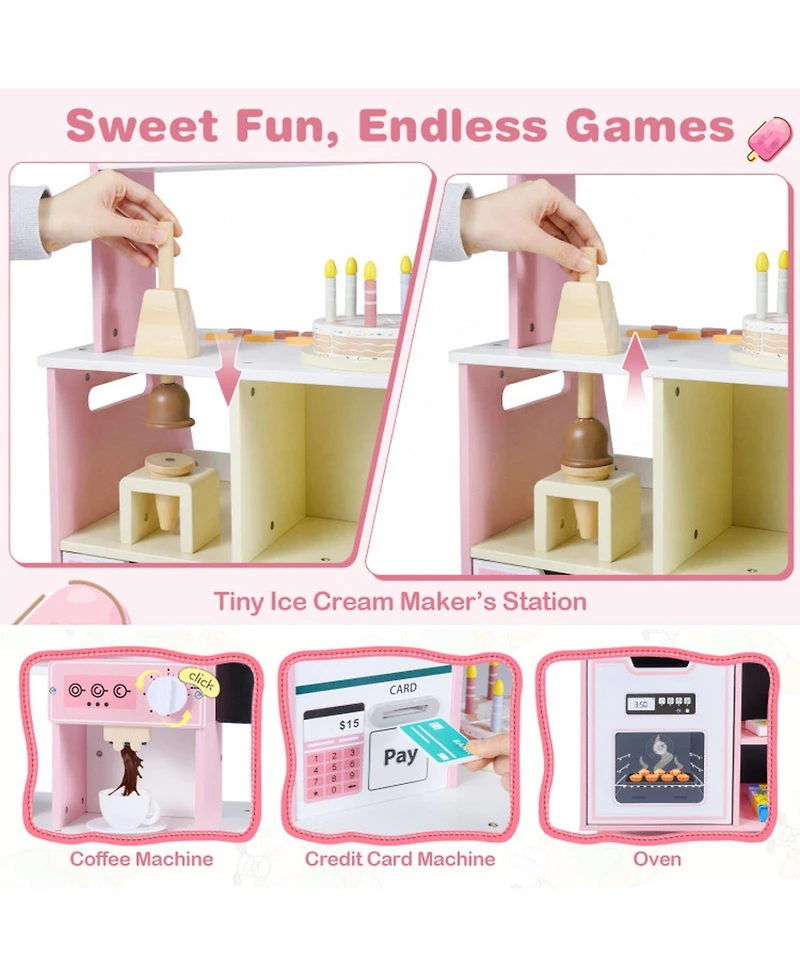 Hongge Ice Cream Shop Rotating Popsicle Rack 27-Piece Playset, Ages 3+