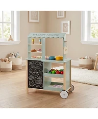 Hongge Wooden Play Kitchen with Rolling Wheels, Ages 3+