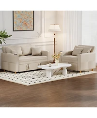 Aecojoy 63" Sleeper Chair Bed 3-in-1 Pull Out Loveseat Sofa with Adjustable Backrest
