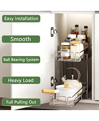 Lovmor 2 Tier Individual Pull Out Cabinet Organizer Slide Kitchen Storage Sliding Shelves