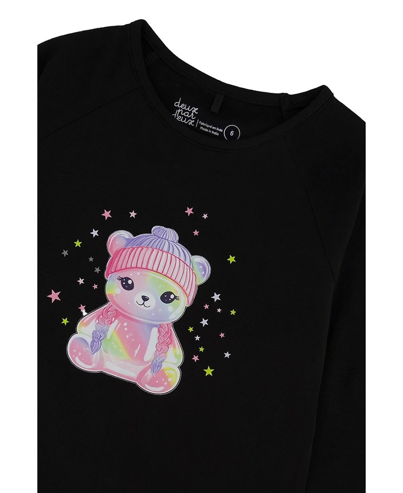 Deux par Deux Little and Big Girl Raglan Cotton T-Shirt