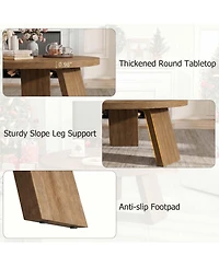 homfan Round Coffee Table 33.5 Inch Mid Century Wood Circle Center with Legs Minimalist for Living Room Apartment Small Space