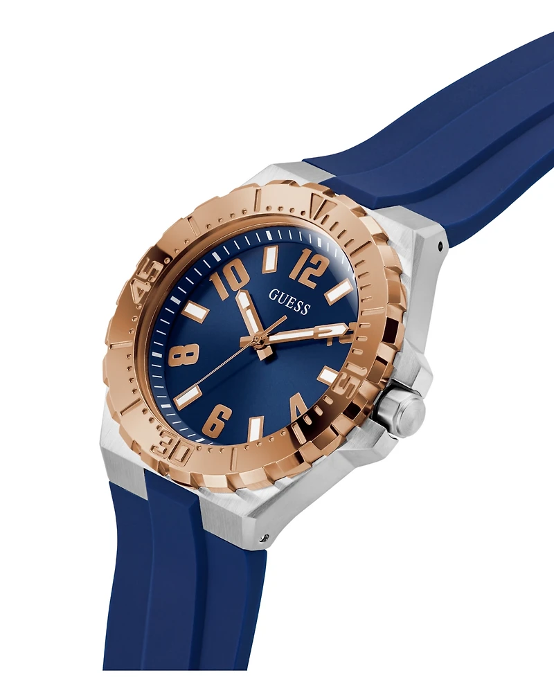 Guess Men's Quartz Blue Silicone Watch 44mm