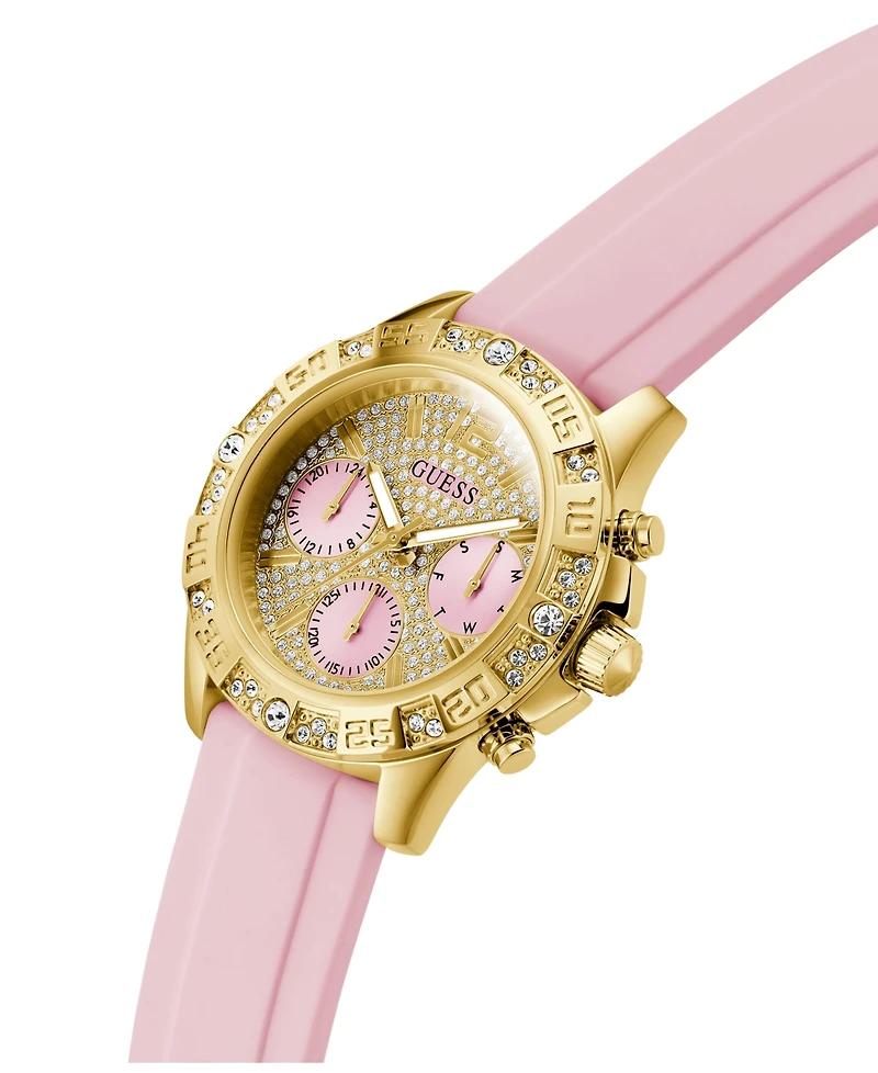 Guess Women's Quartz Pink Silicone Watch 40mm