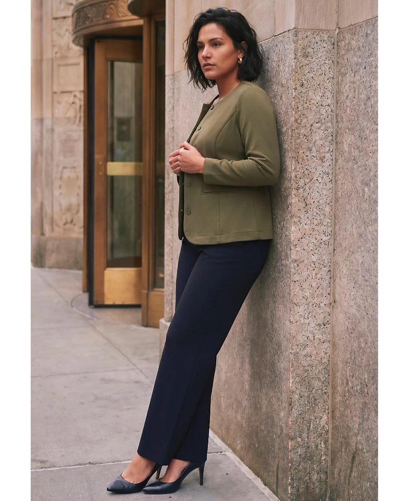 Avenue Women's Ponte Button Blazer