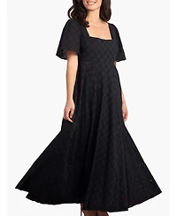Needle & Thread Women's Marisol Square-Neck Short-Sleeve Cotton Broderie Gown
