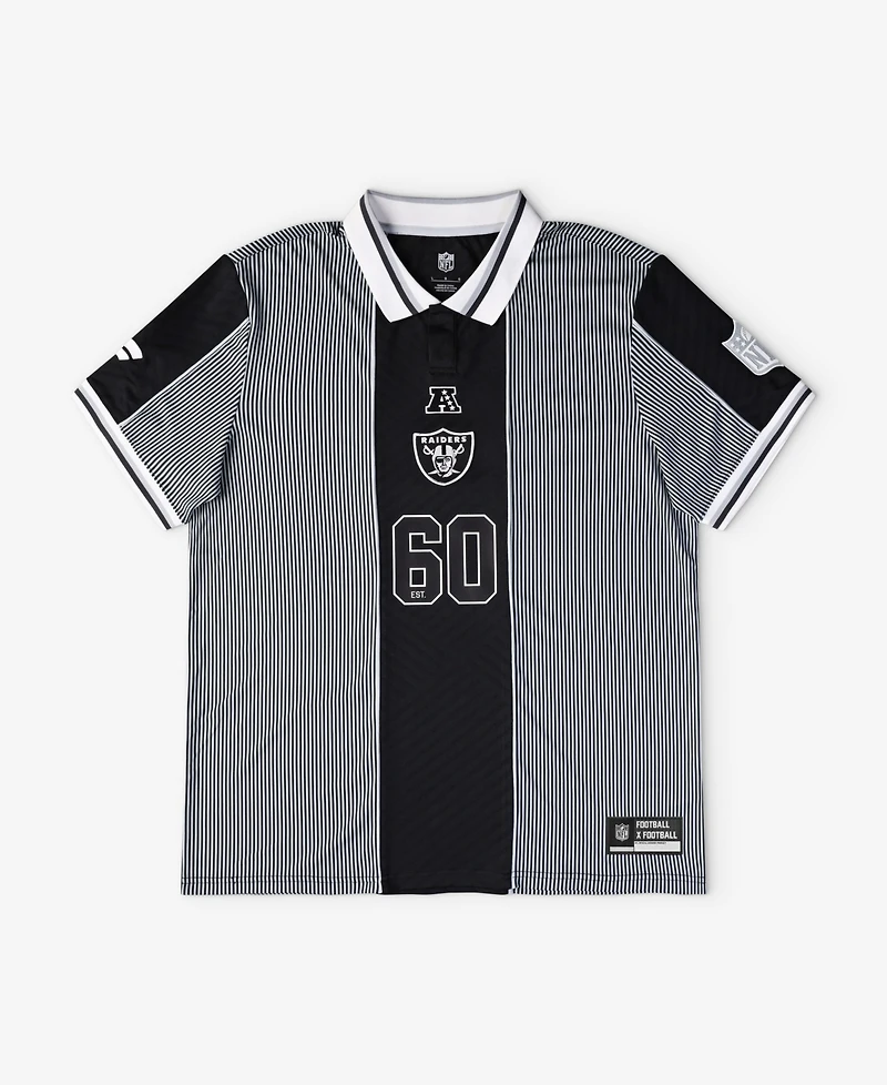 Fanatics Big Boys and Girls Silver/Black Las Vegas Raiders Football x Football Collared Fan Top