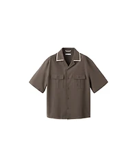 Mango Men's Linen-Cotton Bowling Collar Shirt