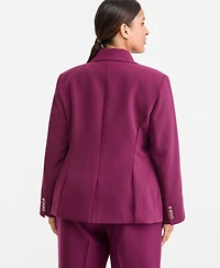 Karl Lagerfeld Paris Plus V-Neck One-Button Woven Blazer, Created for Macy's
