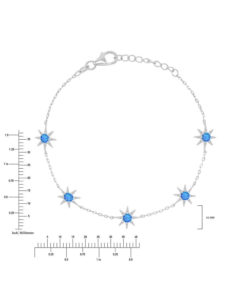 Macy's Rhodium Over Sterling Silver Blue Spinel Sun Station Bracelet