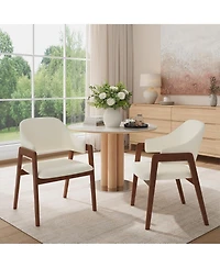 homfan Dining Chairs Set of 2 with Arms, Modern Upholstered Fabric Dining Chair, Sturdy Wood Chairs with Ergonomic Curved Backrest for Kitchen