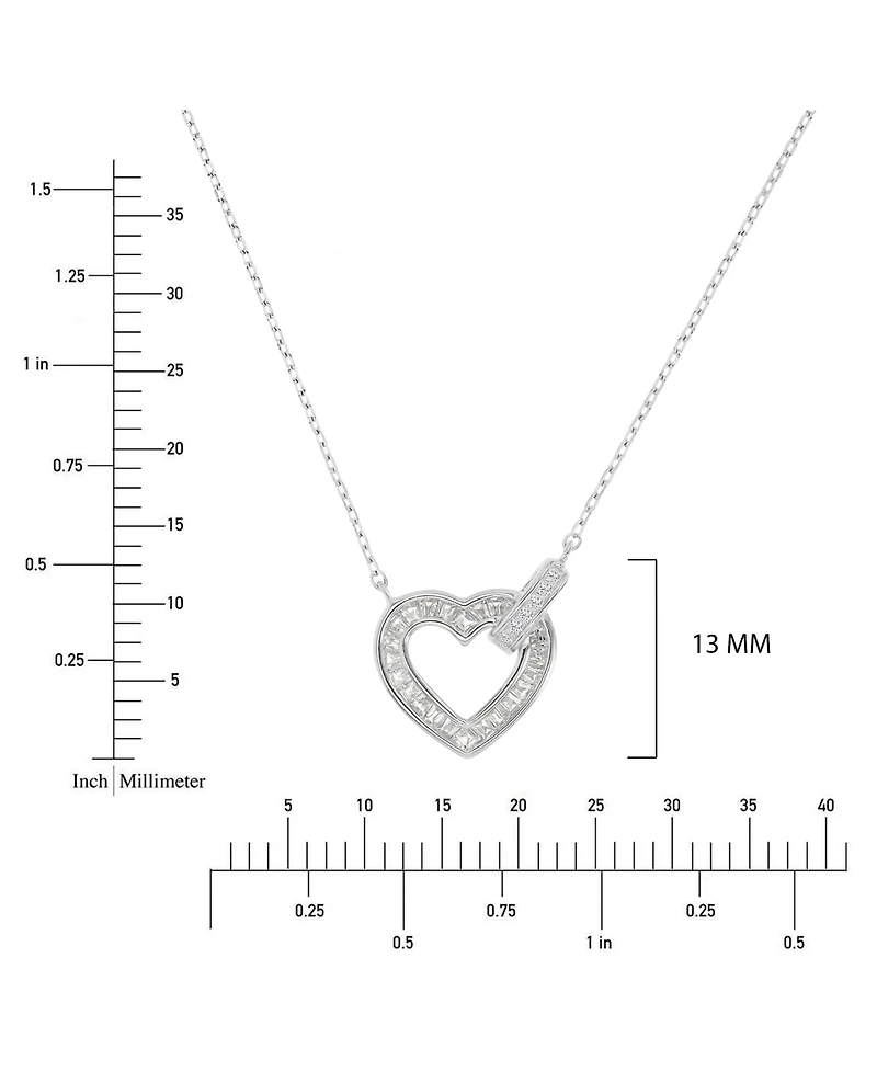 Macy's Rhodium Over Sterling Silver Cubic Zirconia Heart Rolo Chain Necklace