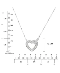 Macy's Rhodium Over Sterling Silver Cubic Zirconia Heart Rolo Chain Necklace