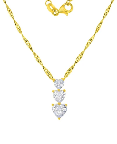Macy's 14k Gold Over Sterling Silver Cubic Zirconia Triple Heart Necklace