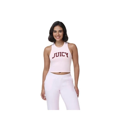 Juicy Couture Women's High Neck Crop Tank, Soft glow