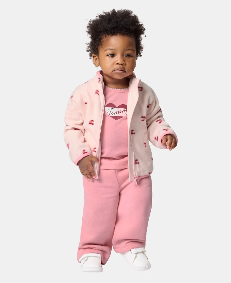 Tommy Hilfiger Baby Girls' Long-Sleeve Jacket, T-Shirt and Pants, 3-Piece Set