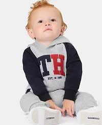 Tommy Hilfiger Baby Boys' Color-blocked Logo Hoodie and Jogger Pants, 2-Piece Set