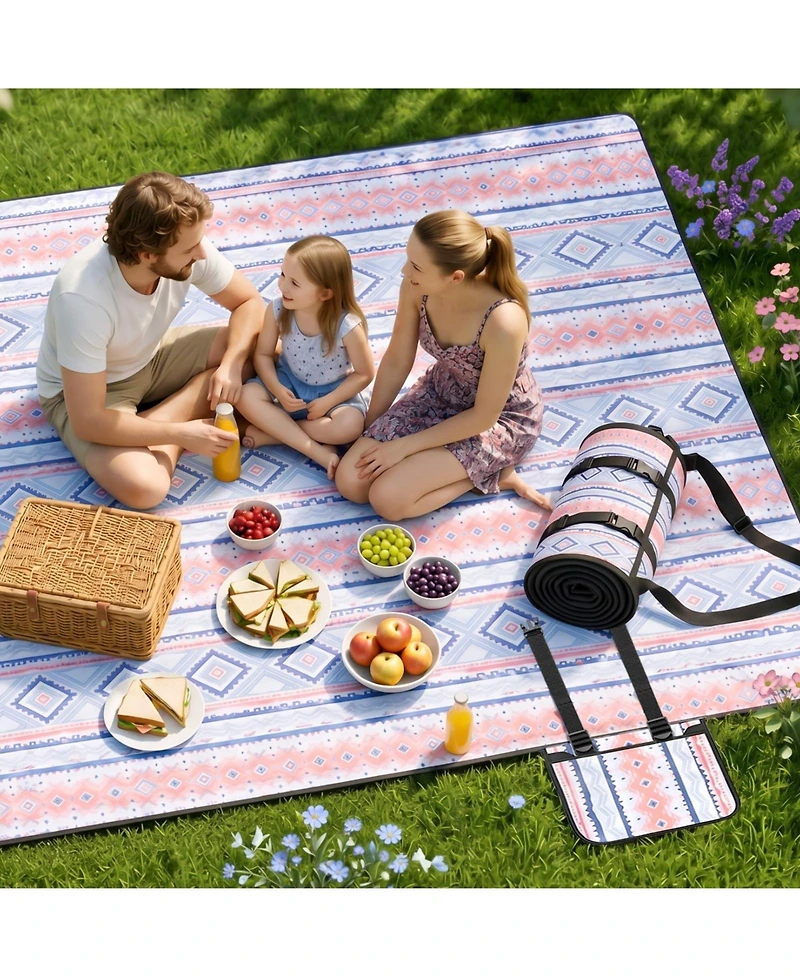 Piscifun Large Waterproof Sandproof 5 Layer Picnic Blanket Portable Foldable Outdoor Mat With Carry Strap