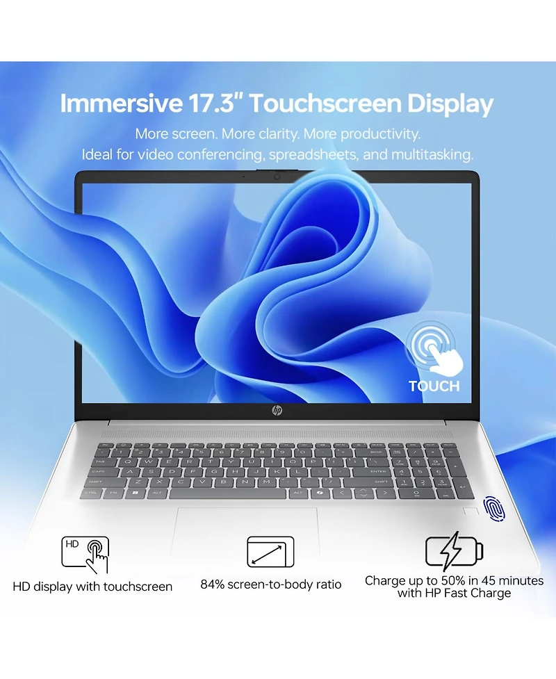 Hp 17.3" Touchscreen Business Copliot Ai Laptop, Intel Core Ultra 5 225U, 16GB DDR5 Ram, 1TB Ssd, Wi-Fi 6, Win11 Pro