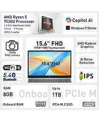 Hp Essential 15 Laptop, 15.6 Fhd Touchscreen 60Hz, Amd Ryzen 5, Amd Radeon Graphics