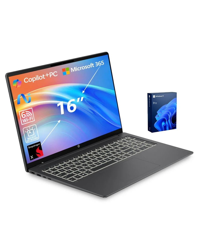 Hp OmniBook 3 16" Traditional Laptop Qualcomm Snapdragon X 16GB Ram Qualcomm Adreno X1-45 1TB Ssd Storage Windows 11 Pro 60Hz