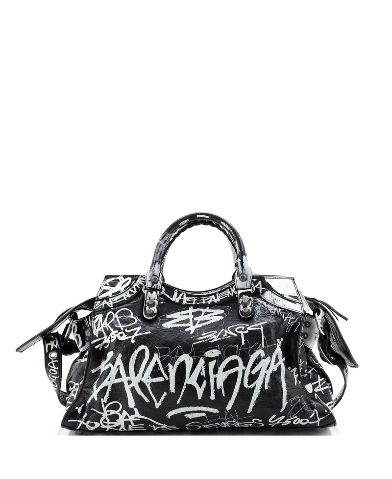 Pre-Owned Balenciaga Medium Neo Cagole Graffiti City Bag Leather