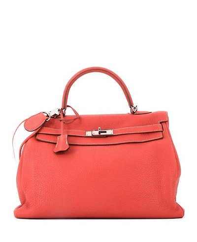 Pre-Owned Hermes Kelly 35 Handbag Orange Togo with Palladium Hardware