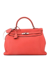Pre-Owned Hermes Kelly 35 Handbag Orange Togo with Palladium Hardware
