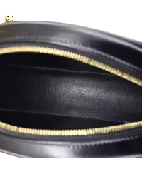 Pre-Owned Celine Triomphe Oval Chain Crossbody Bag Velvet and Leather