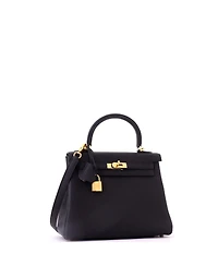 Pre-Owned Hermes Kelly Handbag Black Togo with Gold Hardware