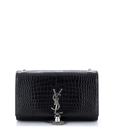 Pre-Owned Saint Laurent Medium Classic Monogram Tassel Crossbody Bag Embossed Leather