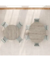 Gaomon Space-Saving Extendable Round to Oval Dining Table Seats 4-6, Convertible Mdf Table with Built-In Leaf Storage for Apartment Home Office