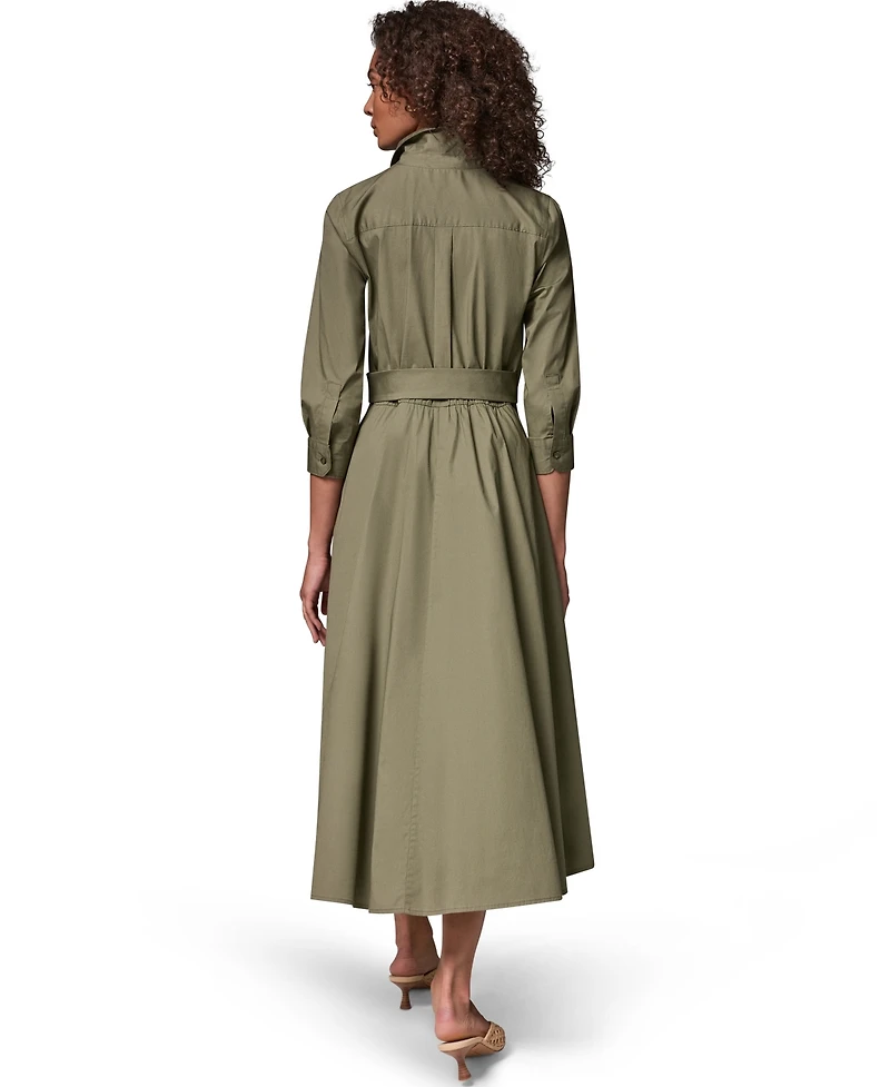 Donna Karan Weekend Women's Poplin Collared 3/4-Sleeve Shirt Dress