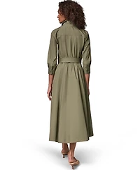 Donna Karan Weekend Women's Poplin Collared 3/4-Sleeve Shirt Dress