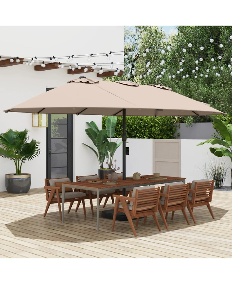 Gouun Double-Sided Twin Patio Market Umbrella with Crank Lift