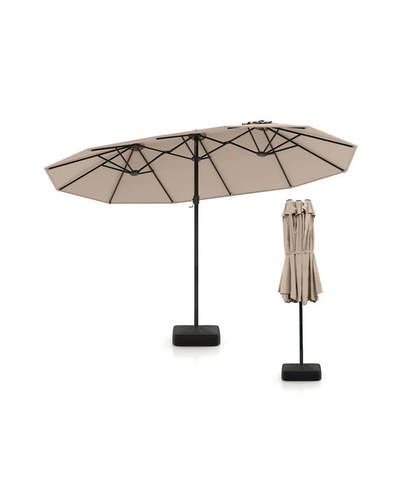 Gouun Double-Sided Twin Patio Market Umbrella with Crank Lift