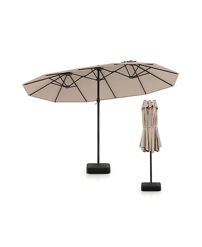 Gouun Double-Sided Twin Patio Market Umbrella with Crank Lift